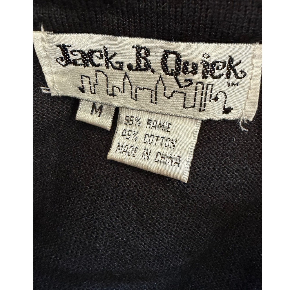 VTG Jack B Quick Black Sequin Christmas Tree Sweater Faux Fur Trim Medium Y2K - Picture 7 of 8